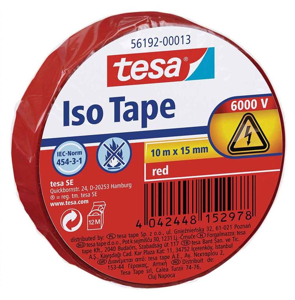 tesa Isolierband Elektroinstallation 10m x 15mm - Rot