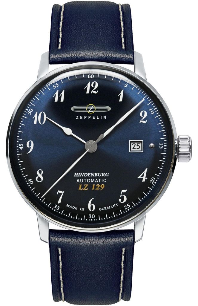 ZEPPELIN 8056-3 Uhr Herrenuhr Lederarmband Datum blau