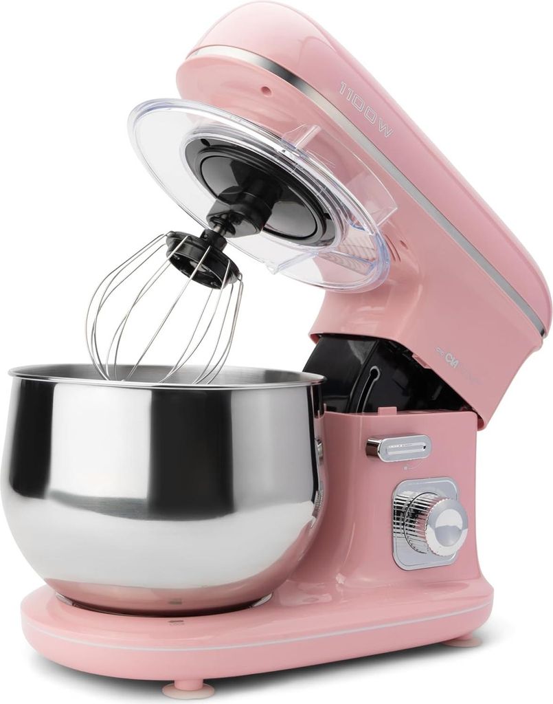 Clatronic Küchenmaschine 1100 Watt | Knetmaschine 5L inkl. Knethaken, Rührhaken und Schneebsen für bis zu 3 kg Teig robustes Spezialgetriebe Food