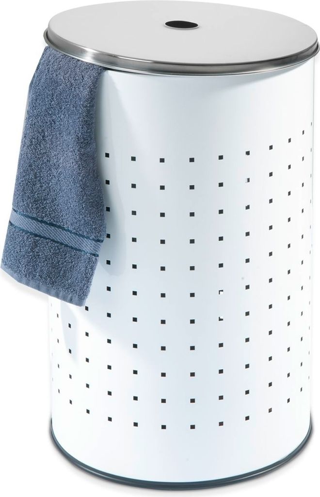 Wäschesammler - Weiß - Edelstahl - 54 Liter - H 57,5 cm Produktbild 