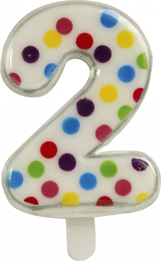 Bunte Konfetti Zahlenkerze Nummer 2 (6,5cm) Produktbild 