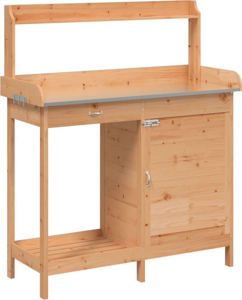 vidaXL Pflanztisch mit Schrank Braun 110,5x45x124,5cm Massivholz Tanne