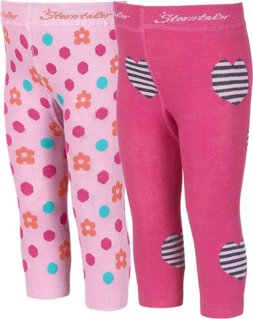 Sterntaler - Mädchen Leggings 2er Pckg. Gr. 74 Herzen/Blumen