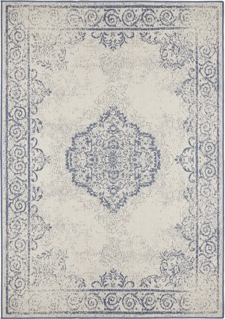 Tapis de terrasse et salon bleu et crème 120x170 cm Twin Supreme 103871