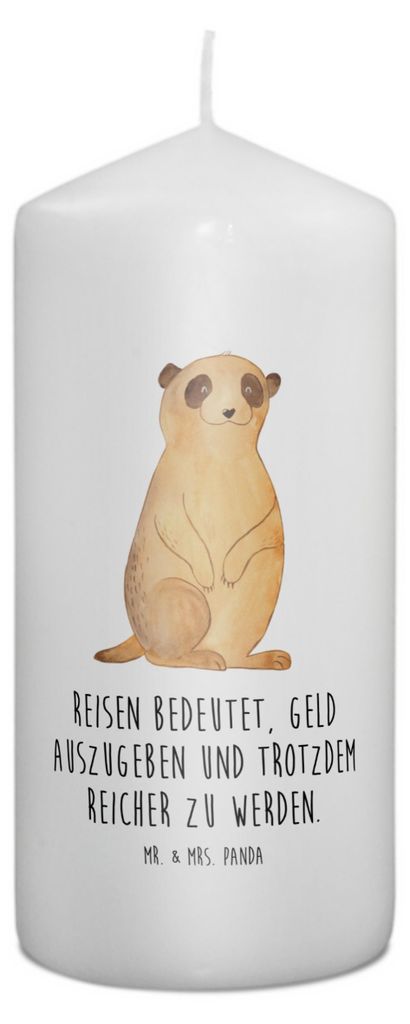 Mr. & Mrs. Panda Kerze Erdmännchen 15 x 7 cm - Weiß - Produktbild 