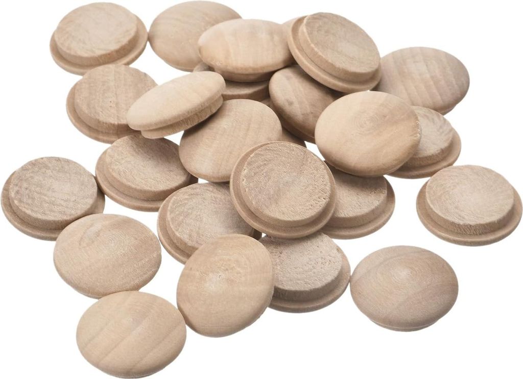 Holzstopfen, 25 Stück 25 x 20 mm - Buchenholzknopfstopfen, Schraubenlochabdeckungen, dekorative Holzabdeckungen für Treppenstühle, Möbel und Ho...