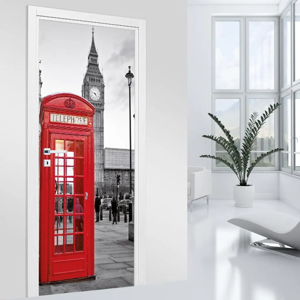 Rénover une porte abîmée : Sticker Cabine Londres MAT 93x205 Lumaléa