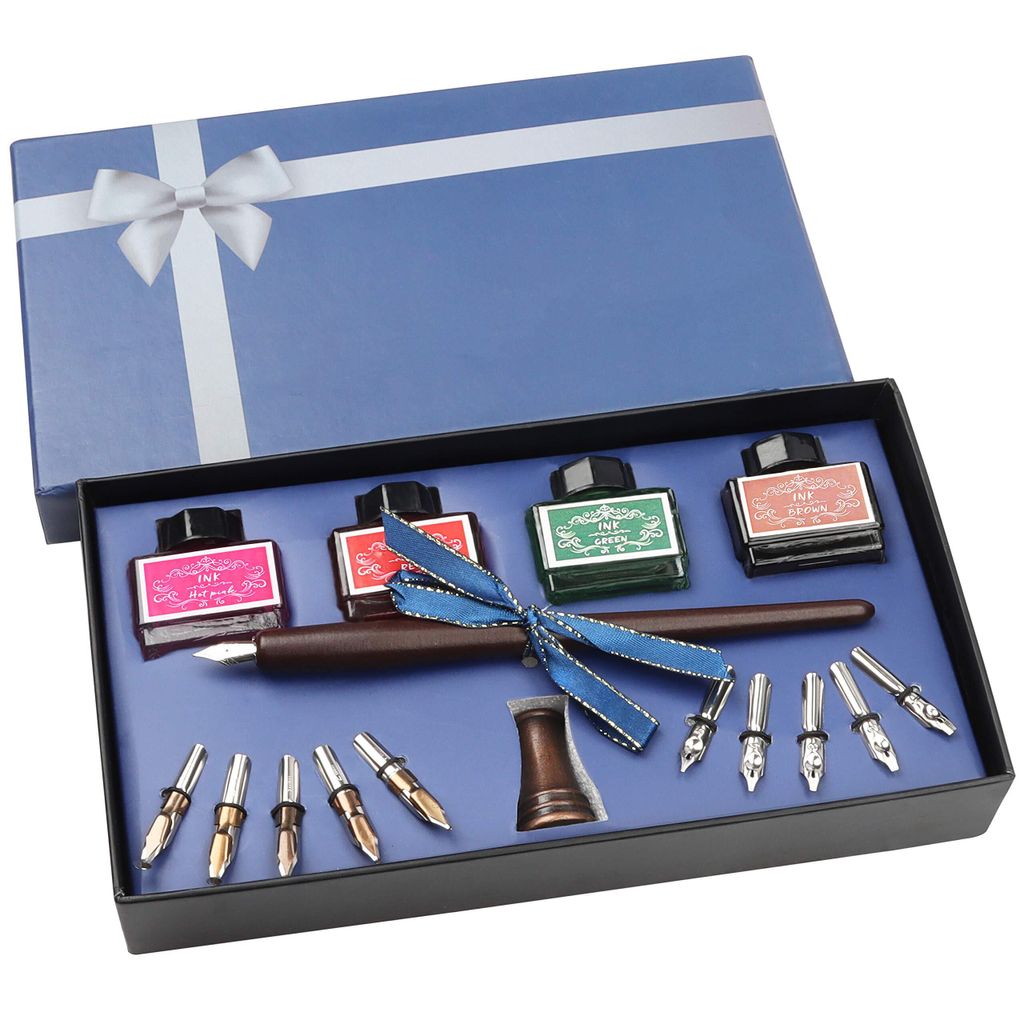 BELLE VOUS Kalligraphie Set aus Holz mit Halter, Tinte Flaschen & Kalligraphie Feder Spitzen (16-teilig) Kalligraphie Federhalter - Ideal zum Kalligraphie Lernen für Anfänger & Erwachsene