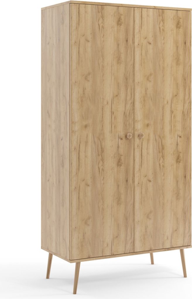 FEDVE Kleiderschrank KRIMML Schlafzimmerschrank Wohnzimmerschrank Garderobenschrank Garderobe Holzschrank Goldene Handwerkseiche