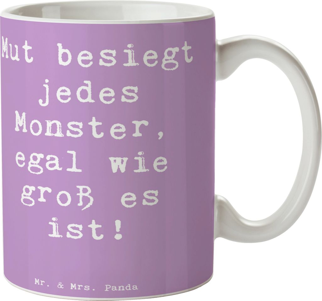 Mr. & Mrs. Panda Tasse Spruch Ängste vor Monstern besiegen - Lavendeltraum - Geschenk, Selbstvertrauen, Vertrauem, kaffeebecher keramik, Becher, t...