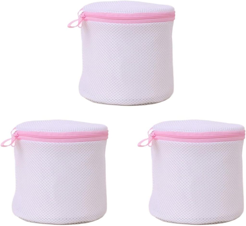3 Stück BH Wäschenetz 15×17 cm,Waschmaschinentauglich,Dessous Waschsack mit Reißverschluss, für BHs, Unterwäsche und Socken, Rosa