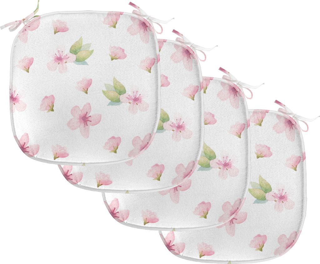 ABAKUHAUS Kirschblüte Polster für Esszimmerstühle, zarte Frühlings, Dekoratives wasserfestes Kissen mit Riemen für Küchensitze, 40 cm x 40 cm...