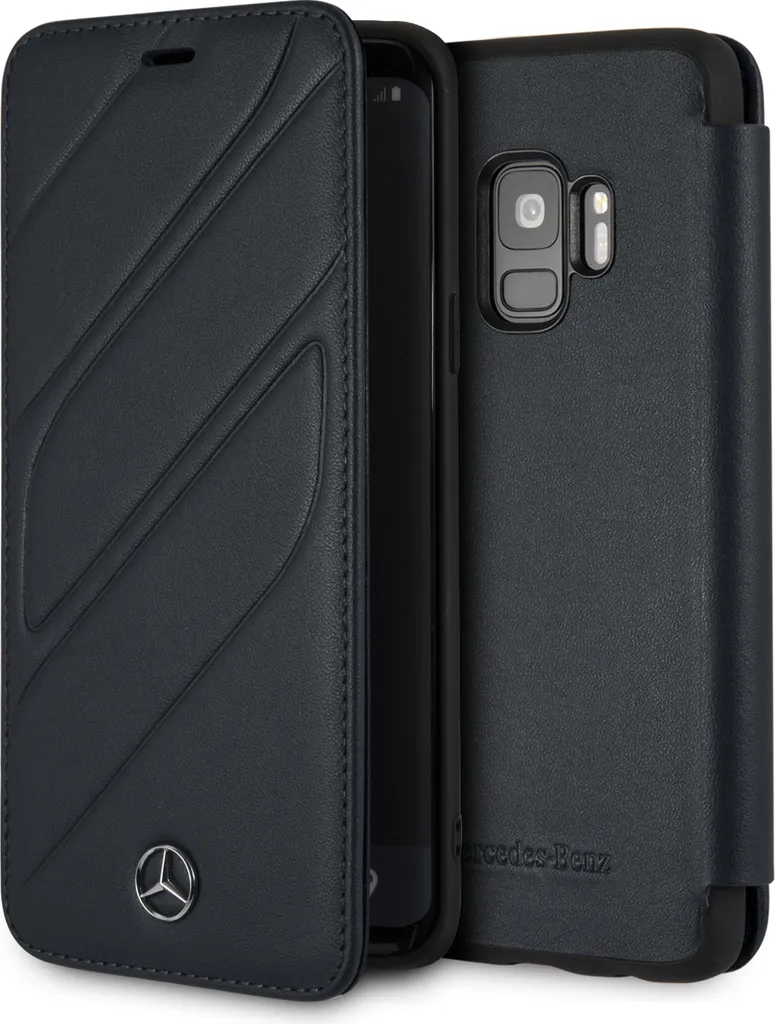 Mercedes-Benz Galaxy S9 Flip Case - Protezione Pelle Navy 3700740428917