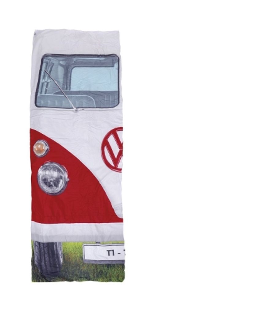 VW Collection - T1 Bulli Schlafsack rot - 2 Jahreszeiten - +5°C bis +15°C - wasserdichtes Pongee Gewebe