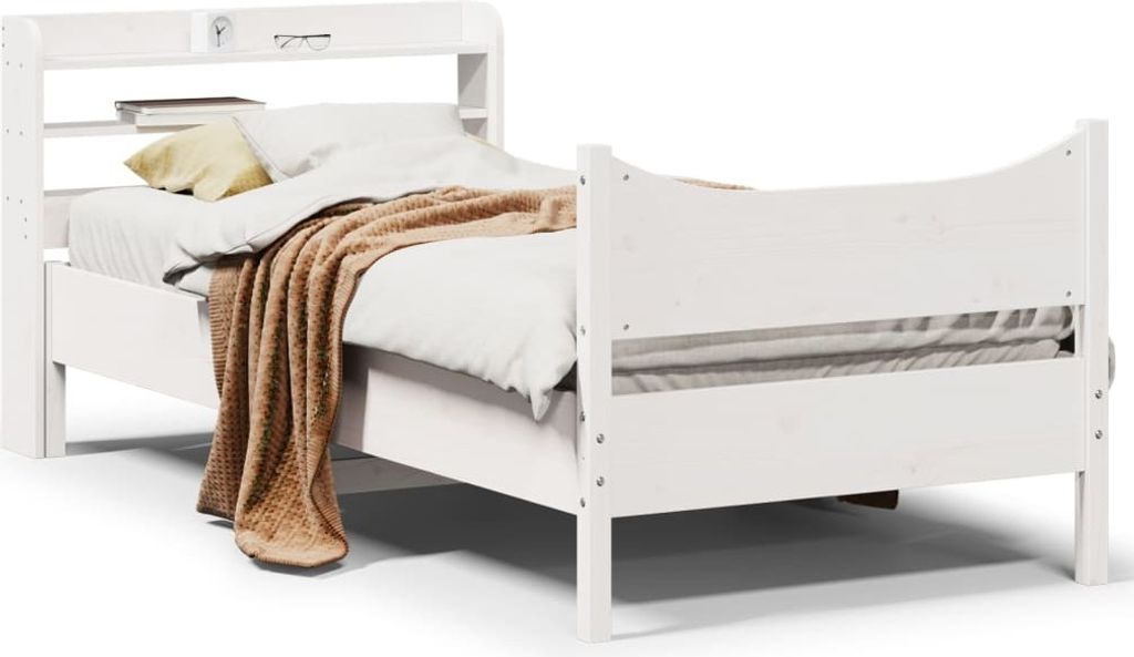 Maison Exclusive - Massivholzbett mit Kopfteil Weiß 75x190 cm Kiefer