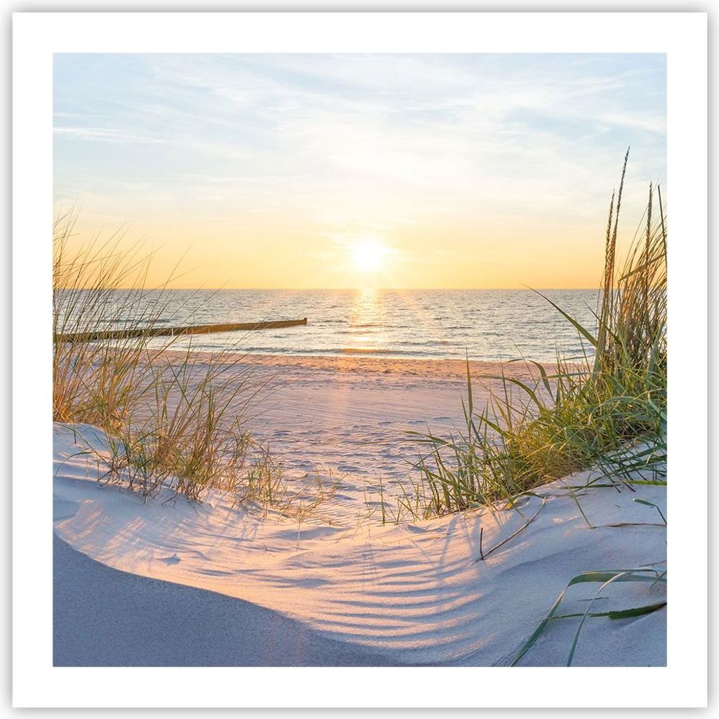 Poster - Poster ohne Rahmen - Düne Strand Meer - 60x60 cm - Wand Bild - Wanddeko - Wandbilder - Kunstposter - Wandposter - Bilder - Kunstdruck - W...