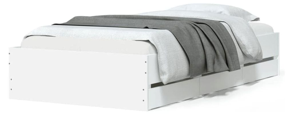Bettgestell mit Schubladen in Weiß 100x200 cm aus Holzwerkstoff