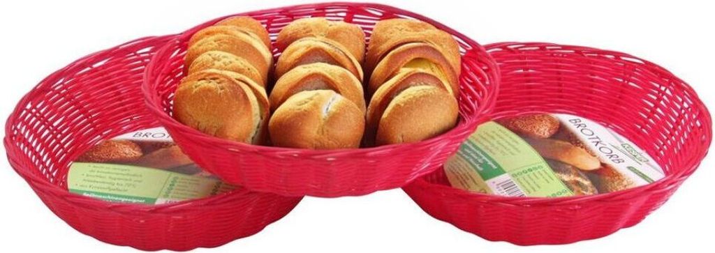 3er-Set  Brotkorb  Korb Rot Brötchenkorb Frühstückskorb Produktbild 