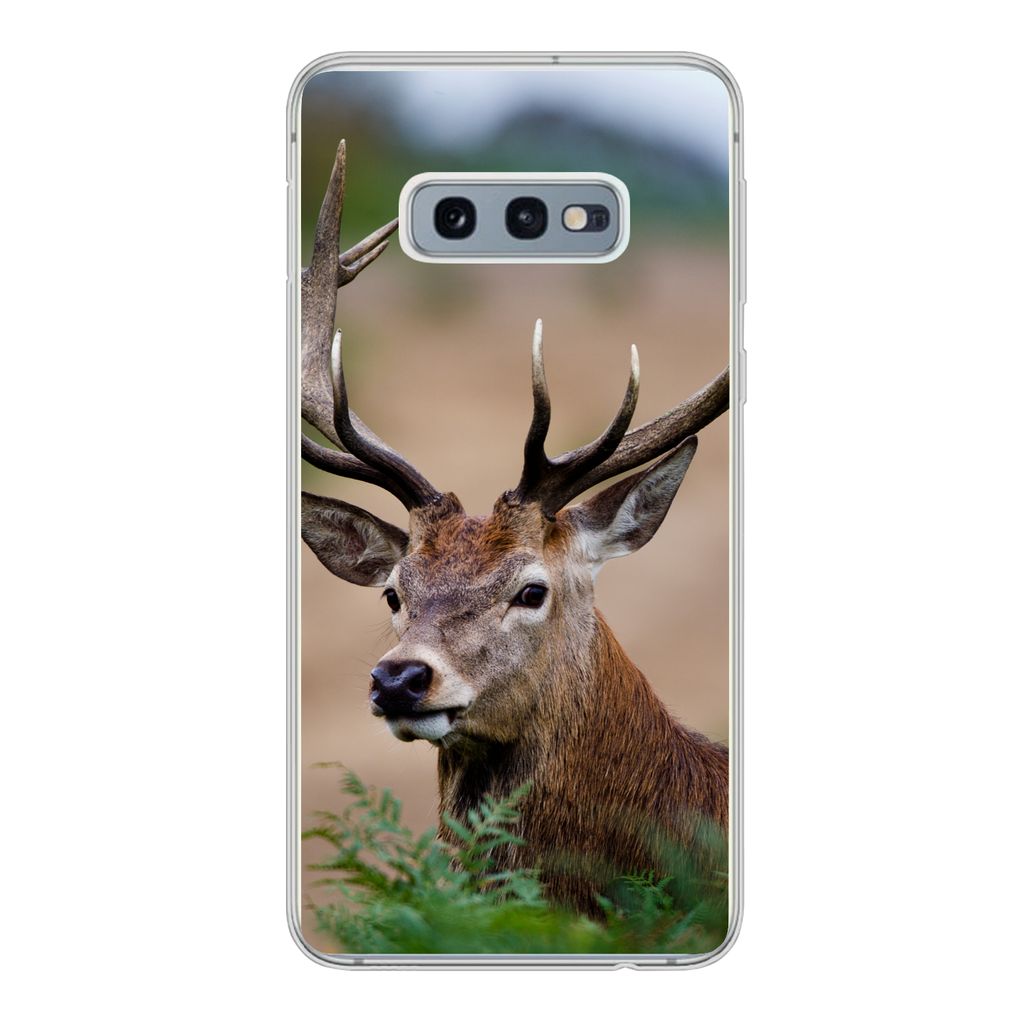 MuchoWow Handyhülle Schutzhülle Hülle für Samsung Galaxy S10e Hirsche - Farne - Natur Silikon Softcase Handy Hülle - Handy
