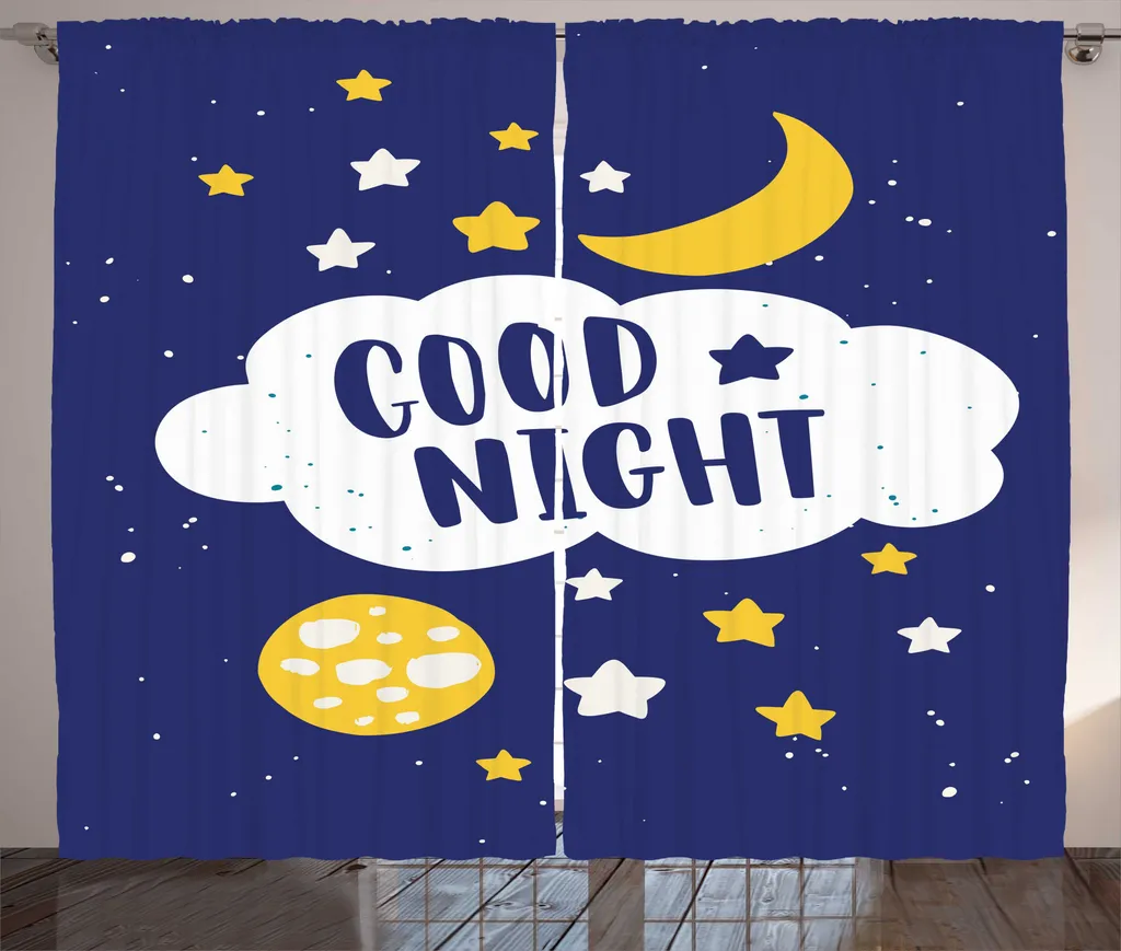 Rideau de chambre ABAKUHAUS 280x225cm Crescent Moon bleu et jaune
