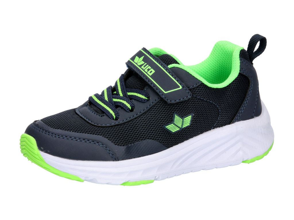 LICO Jungen Klett Halbschuh mit Stretchschnürung blau grün 33