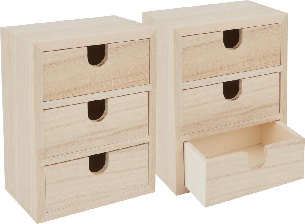 VBS Mini-Schränkchen mit 3 Schüben, 2 Stück Produktbild 