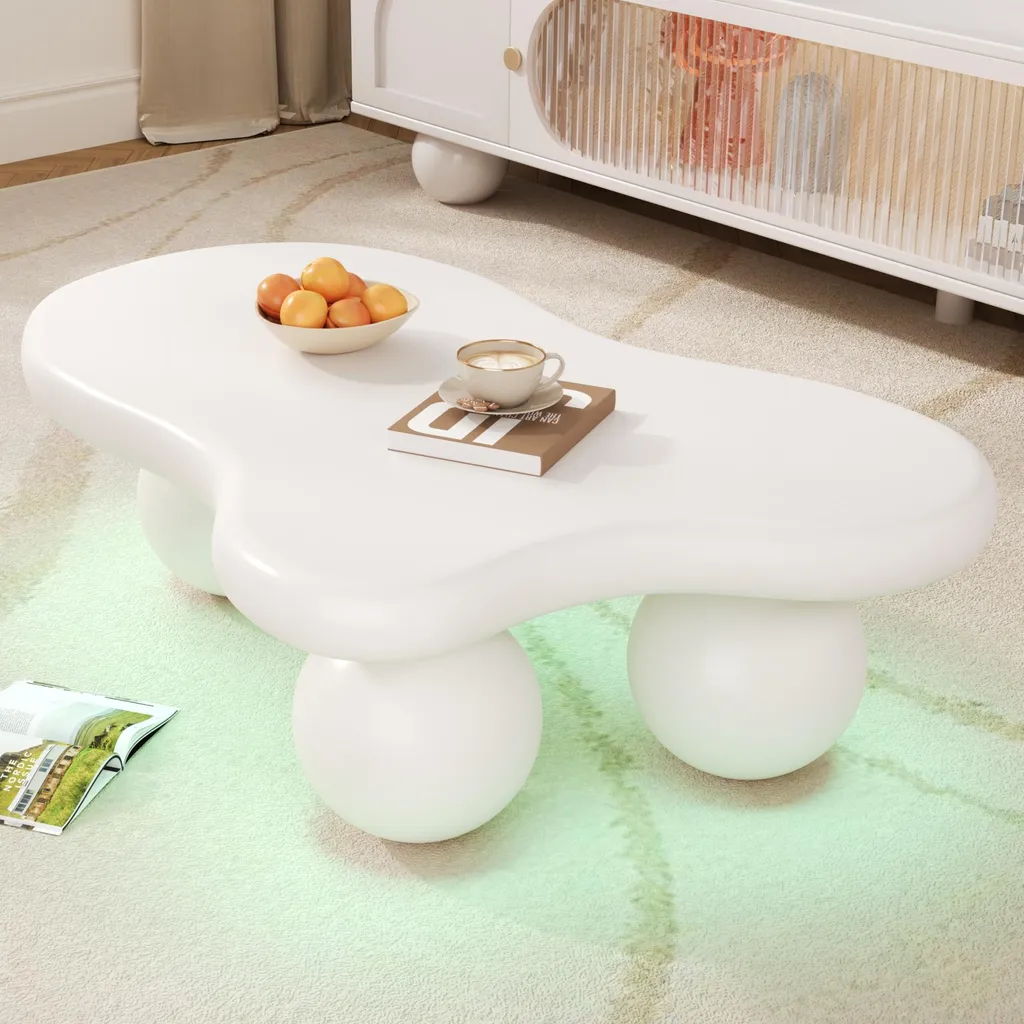 Table Basse LED en Forme de Nuage Blanche pour Salon Moderne 95cm - 3
