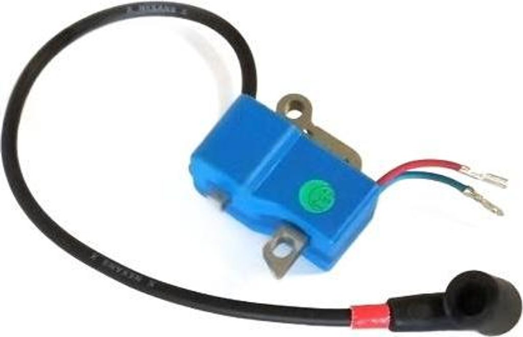 A single ignition coil for a chainsaw, shown against a white background.
