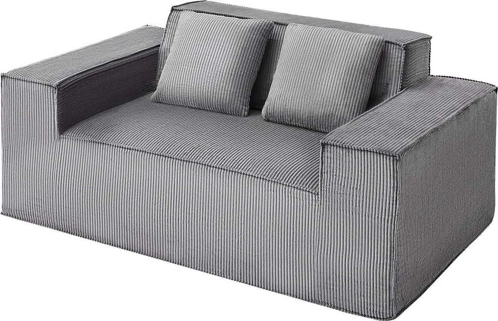 Petit Canapé 2 Places 160 cm Velours Gris avec Ressorts Ensachés VEVOR