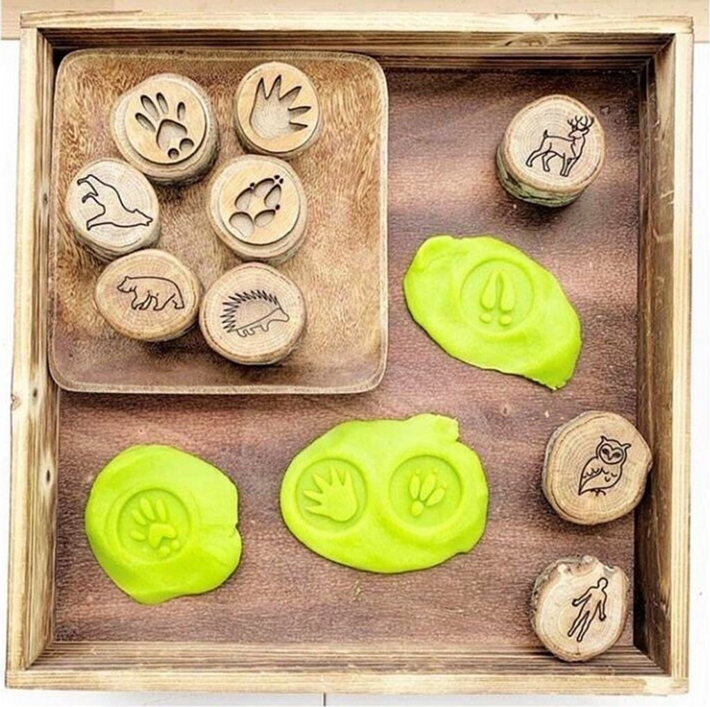 Zvířecí stopy Playdoh razítka,Zvířecí otisky,Dřevěné Obrázek produktu 1