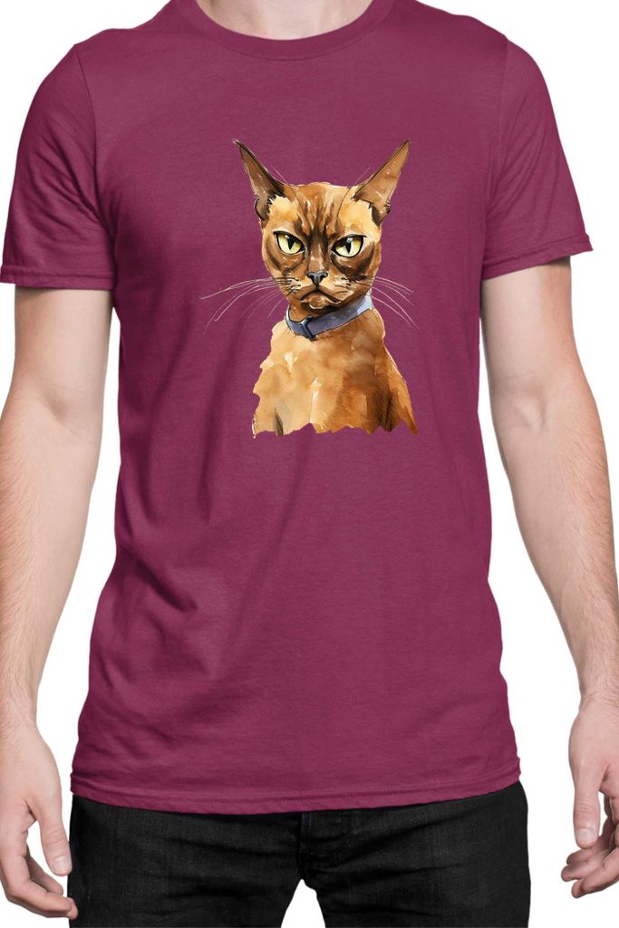 Herren T-Shirt Funny Cats Breeds Burmese Cat 020, Man 2XL / Burgundy