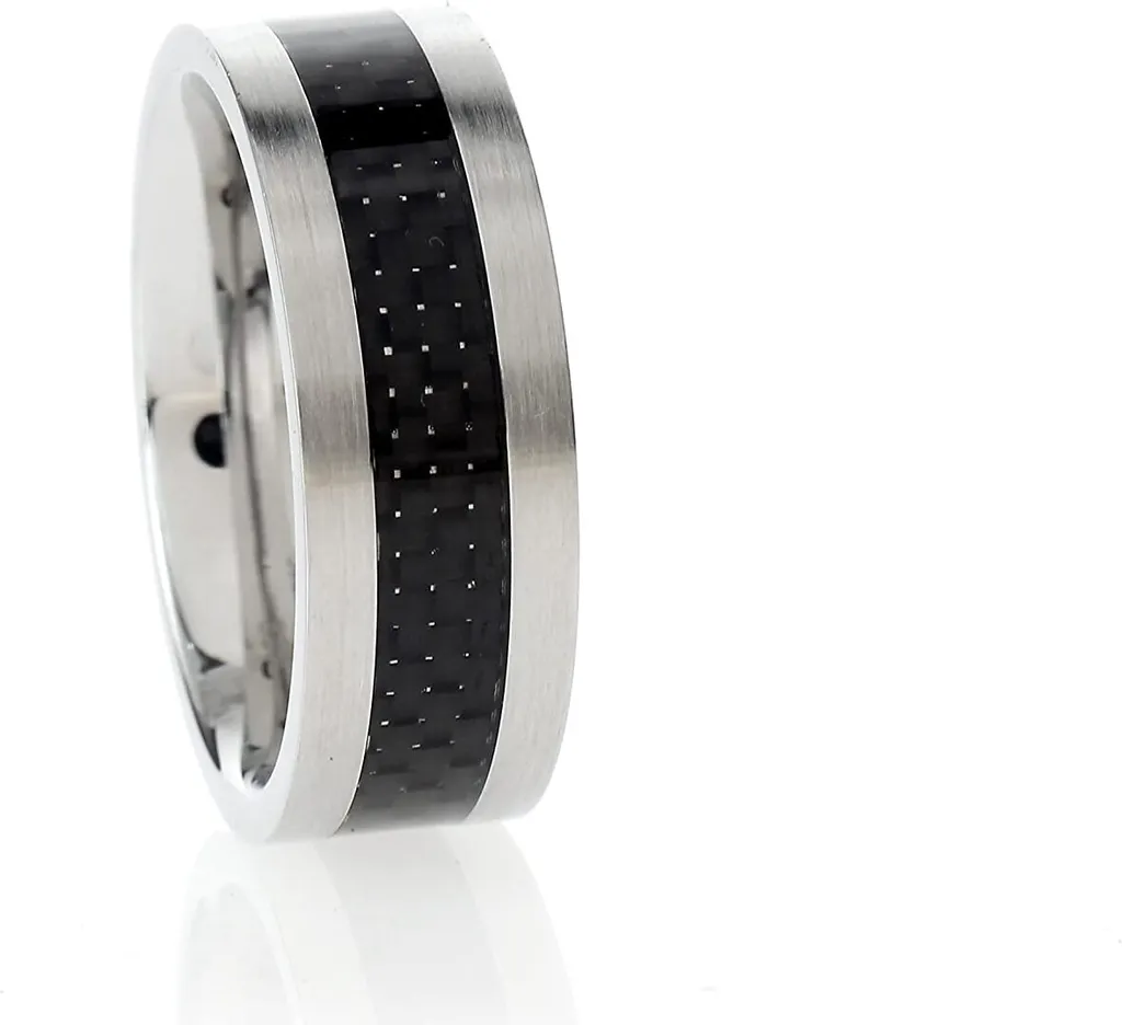 Anello Karisma Uomo Acciaio Carbonio 8mm RG123 - Design Lucido Opaco