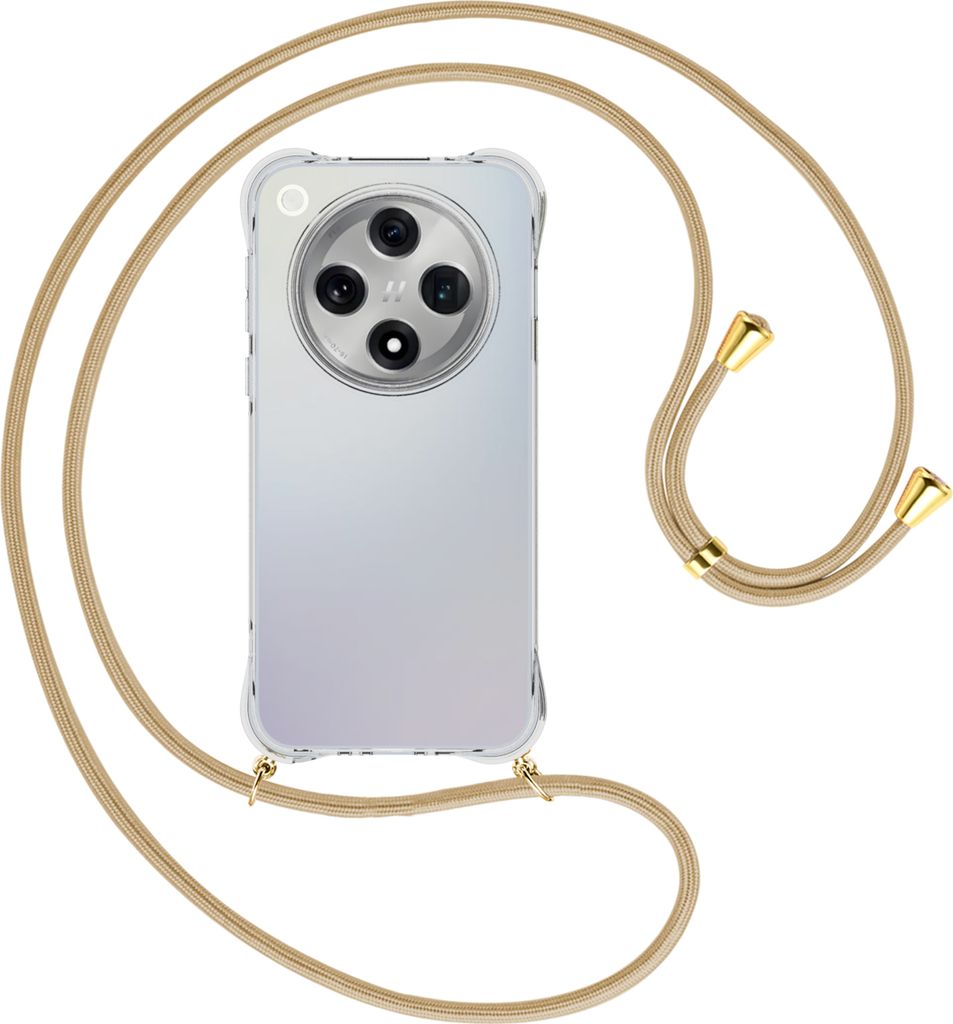 Handykette Backcover-Schutzhülle mit Band (Metall goldfarben) für Oppo Find X8 5G - caramel