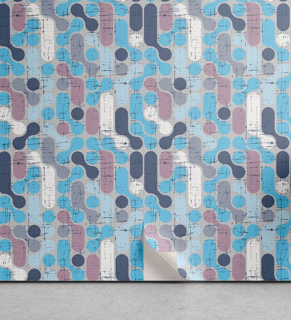 ABAKUHAUS Abstrakt abziehbare & klebbare Tapete für Zuhause, Grunge Retro Runden, selbstklebendes Wohnzimmer Küchenakzent, 33 cm x 90 cm, Bleich ...