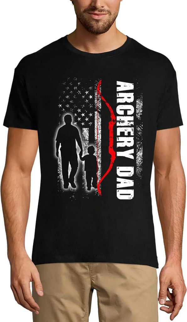 Herren Grafik T-Shirt Bogenschießen Vater - amerikanische Flagge Shirt - Vater und Sohn – Archery Dad - American Flag Shirt - Daddy And Son