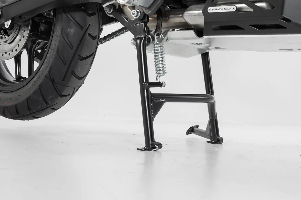 Support Central SW-Motech en Acier Noir Robuste pour Béquille de Moto