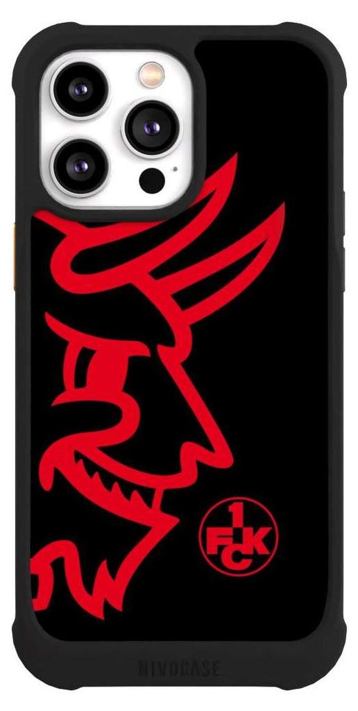 NIVOCASE Hülle für Apple iPhone 14 Pro Max Stoßfeste Handyhülle NIVOmax Case Schwarz 1. FC Kaiserslautern Logo Offizielles Lizenzprodukt