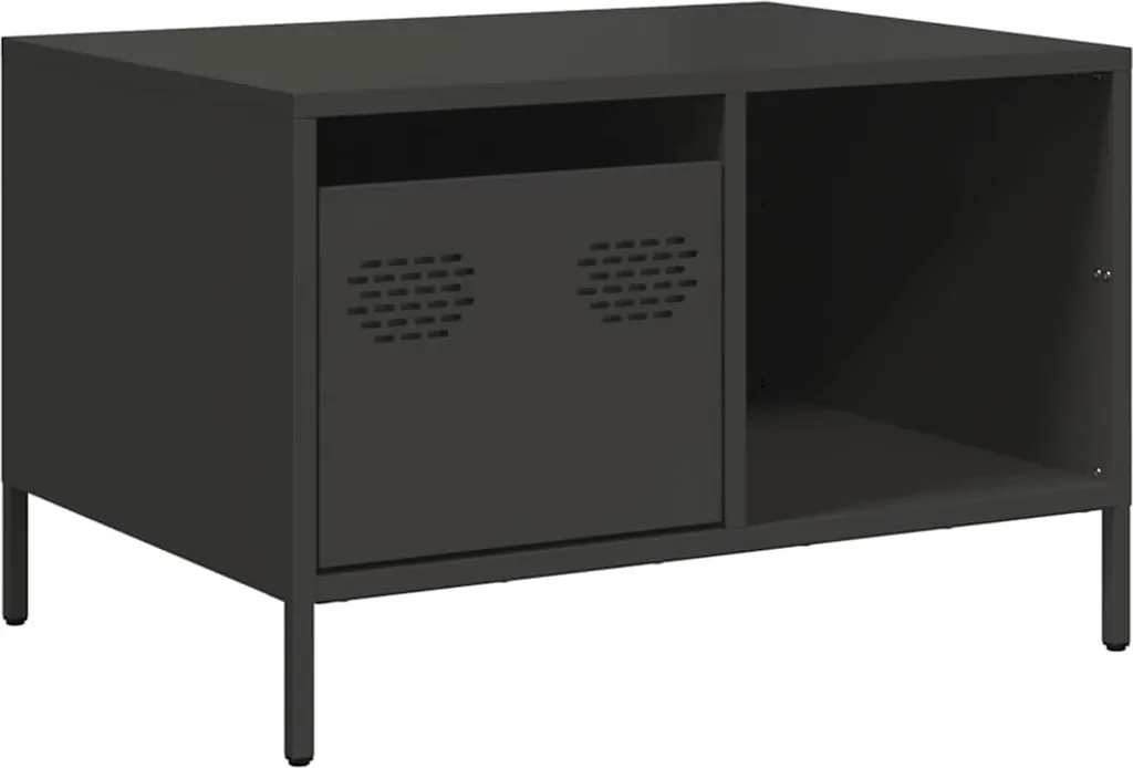 Tavolino Nero vidaXL Acciaio Laminato a Freddo 68,5x50x43,5 cm Industrial - 1