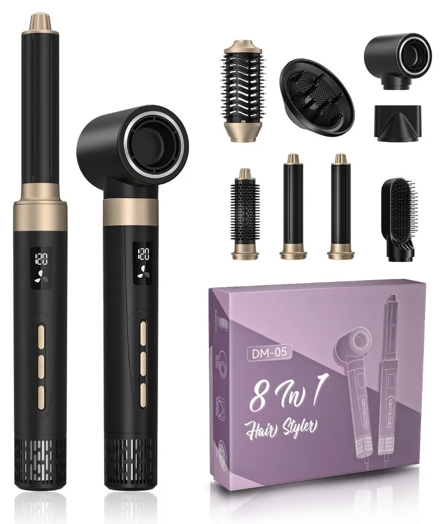 INF Brosse Soufflante 8 en 1 1500W Noir ABS PC coiffure polyvalente