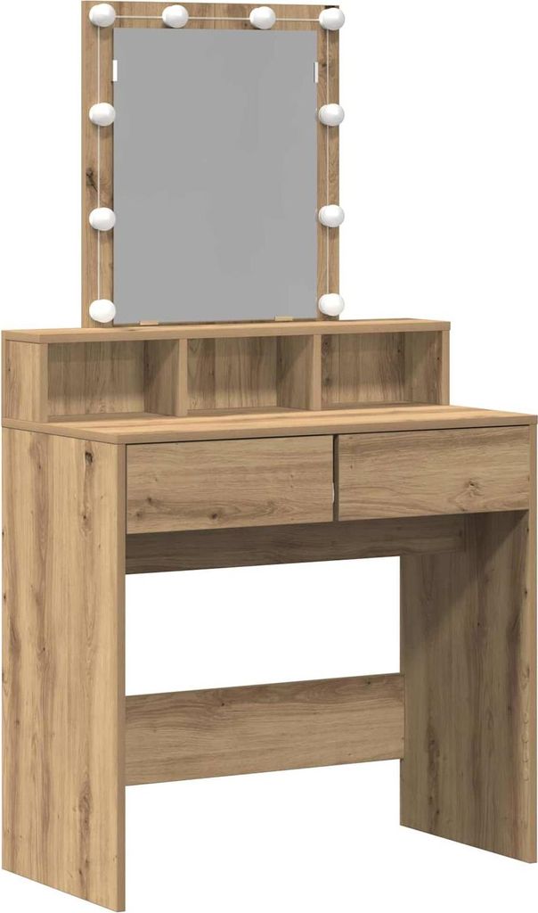 Schminktisch mit Regal Schwarz Eichen-Optik 80 x 41 x 144,5 cm