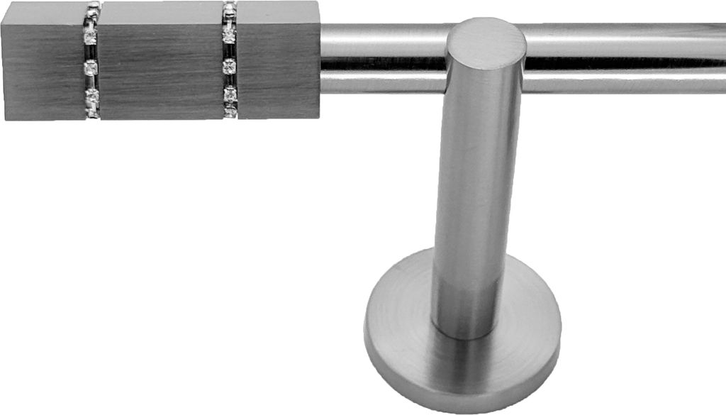 Gardinenstange mit Wandhalterung I echtes Edelstahl Rohr 1-läufig I Ø 16mm | H10