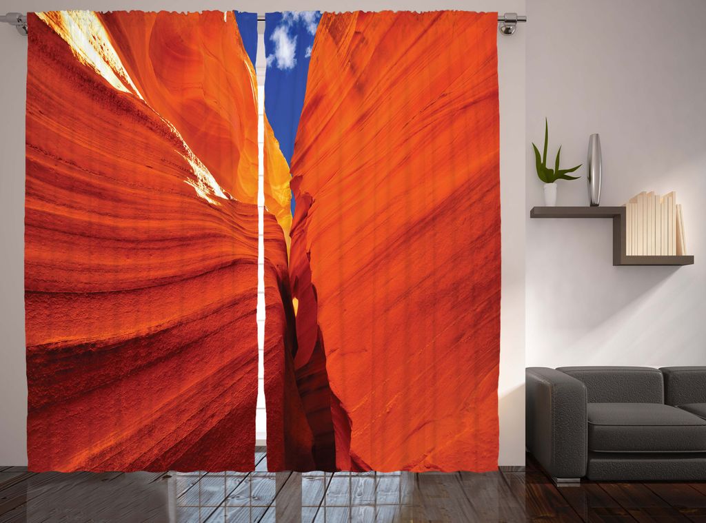 ABAKUHAUS amerikanisch Rustikaler Vorhang, Grand Canyon USA Felsen, Wohnzimmer Universalband Gardinen mit Schlaufen und Haken, 280 x 225 cm, Orange...