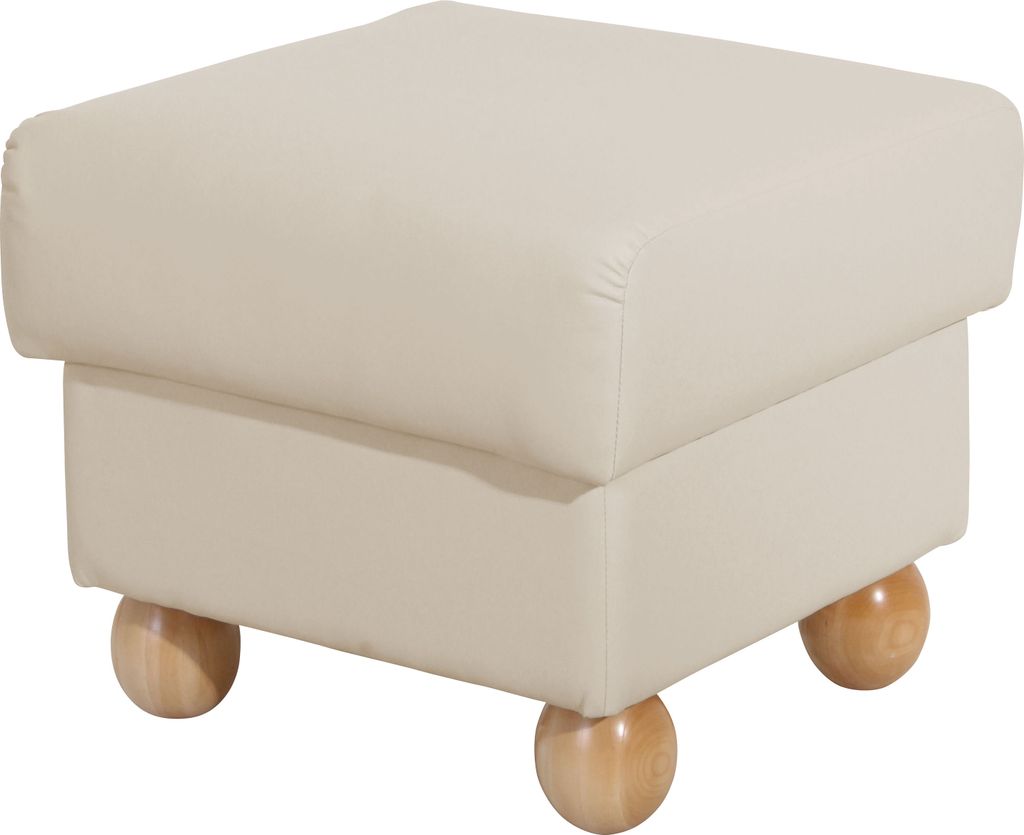 Max Winzer Hocker Monarch - Kunstleder beige - Maße: 54 x 54 x 48 cm