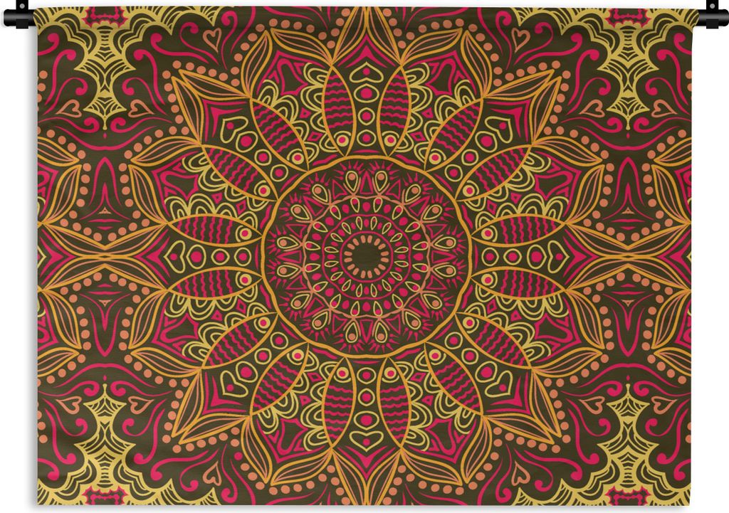 MuchoWow Wandteppich Wandbehang Muster - Mandala - Pflanzen 60x45 cm Tapisserie Dekoration Wandtuch - Das Schlafzimmer