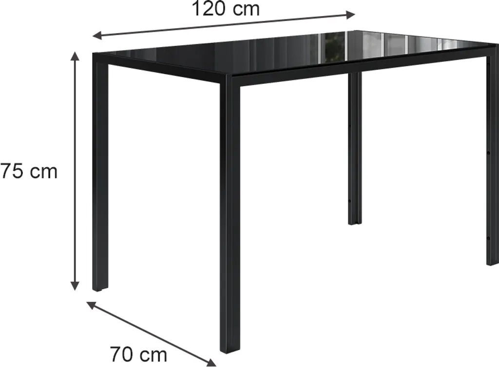 Table à manger Compacte Noire Vicco 120x70 cm - Gain de Place Zen