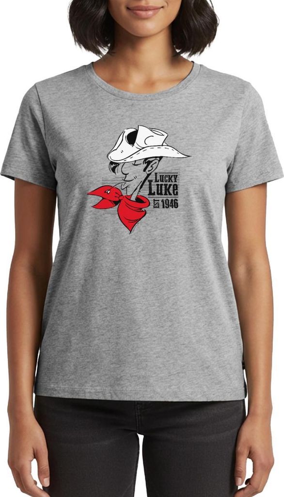 Spreadshirt Lucky Luke Est. 1946 Frauen Premium T-Shirt, L, Grau meliert
