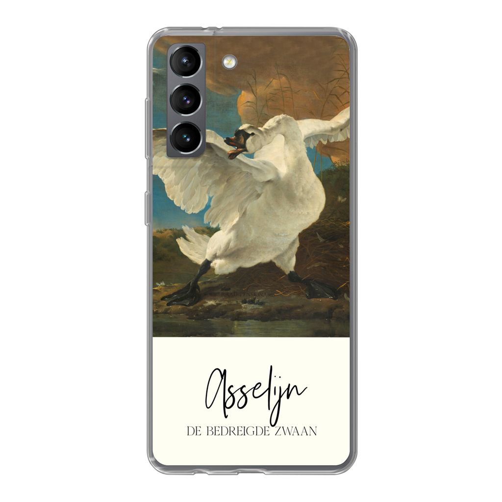 MuchoWow Handyhülle Schutzhülle Hülle für Samsung Galaxy S21 Der gefährdete Schwan - Asselijn - Alte Meister Silikon Softcase Handy Hülle -...