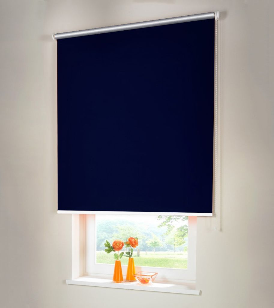 Seitenzugrollo Verdunkelungsrollo THERMO 160 x 100 cm blau Kettenzugrollo lichtundurchlässig