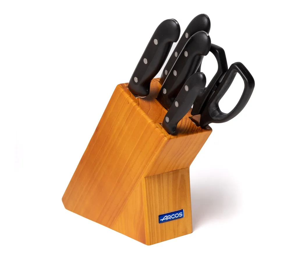 Blocco Coltelli Maitre 5 Pezzi Legno Pino Nero | Set Completo Casa