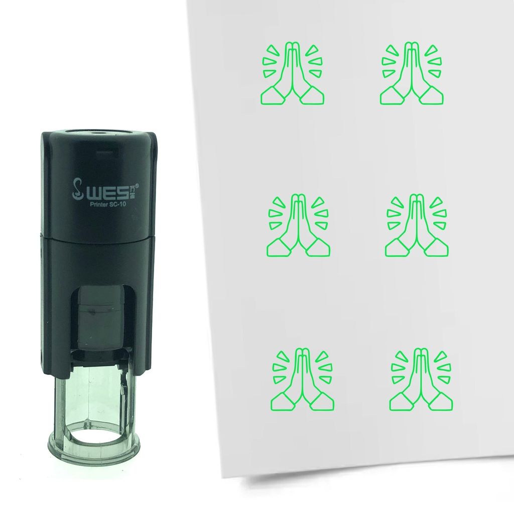 CombiCraft Selbstfärbender Stempel 'Gefaltete Hände' in der Farbe Grün, Ø10mm